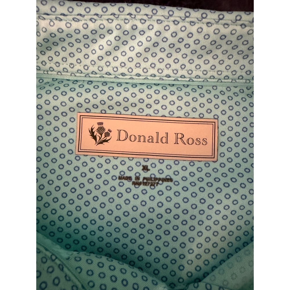 Donald Ross Golf Polo XL Blue Geo Print Performance Shirt DJR 1872 Logo Preppy - Picture 4 of 10